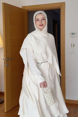 Şeyma Polat Damar'ın Tercihi Şal Detaylı Modal Bluz-Ekru