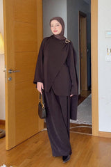 Şeyma Polat Damar's Choice: Pleated Draped Textured Trousers - Brown