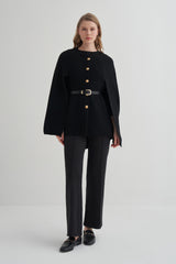 Düğmeli Triko Panço Hırka