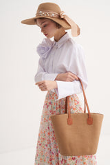 Camel Jute Straw Bag