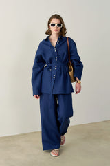 Double Paça Keten Pantolon