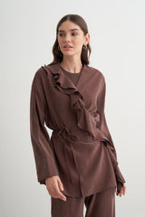 Ruffle Wrapped Cupra Blouse