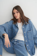 Taşlı Denim Kot Ceket
