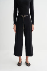 Textured Trousers with Chain Belt