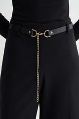 Zincir Detaylı Deri Kemer