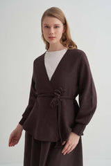 Flounced Cardigan with Rope Detail