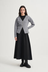 Çift Pileli Dokulu Gabardin Etek