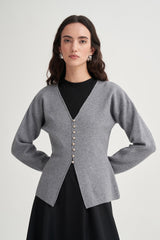 V-Neck Knitted Cardigan