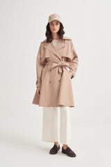 Flounced Midi Trench Coat