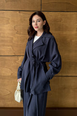 Kemerli Dökümlü Modal Ceket