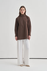 Yakası Bağcıklı Poplin Gömlek