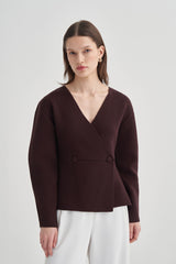 Kruvaze Kaplamalı Triko Ceket