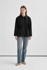 Beli Büzgülü Gabardin Ceket