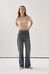 Cut-Leg Denim Jeans