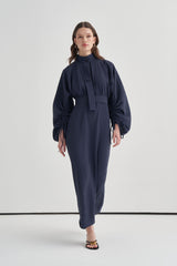Gathered Sleeve Belted Dress