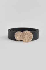Gold Buckle Croco Embossed Leather Belt