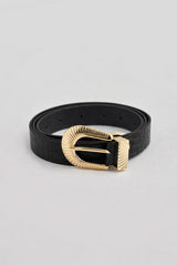 Gold Tokalı Düz Deri Kemer