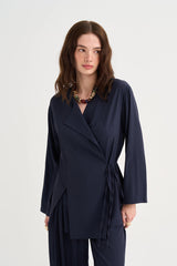 Yırtmaç Detaylı Tencel Ceket