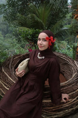 Feyza Hakyemez Tercihi - Pileli Poplin Elbise - Kahve