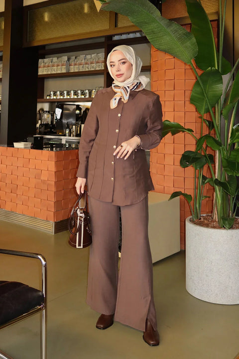 Duygu Bakır Gold Düğmeli Cool Takım