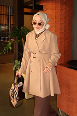 Duygu Bakır'ın Tercihi Volanlı Midi Trençkot