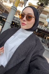 Hilal Küpeli'nin Tercihi Çizgi-Püskül Detaylı Çizgili Poplin Gömlek Ekru