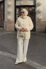 Aleyna Ataların Tercihi İnci Detaylı Sakallı Hırka