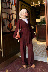 Kübra Koç'un Tercihi Kruvaze Kaplamalı Triko Takım