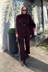 Betül Duman'ın Tercihi-Krep Bol Kesim Pantolon-Bordo