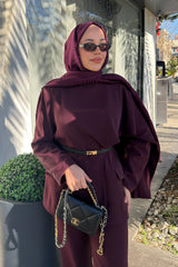 Betül Duman'nın Tercihi Atkılı Blazer Ceket-Bordo