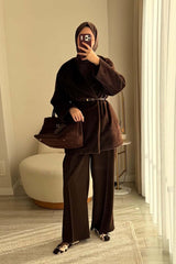 Aybüke Nur Demirci'nin Tercihi Deri Kemerli Fox Kaban