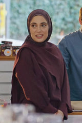 Nursema'nın Tercihi-Şal Detaylı Modal Bluz Bordo